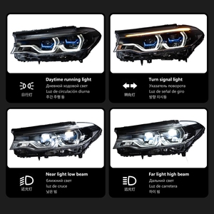 <span class=keywords><strong>Faro</strong></span> Anteriore per BMW Serie 5 G30 2018-2020, Gruppo Ottico Laser LED con Alloggiamento Blu, DRL Dorato, Proiettore Bicolore - Product Image 5