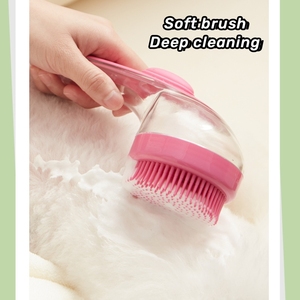 Cepillo de Baño Profesional para Mascotas con Cerdas de Silicona Suave y Contenedor de Champú Recargable para una Limpieza Profunda y Masaje de la Piel - Product Image 5