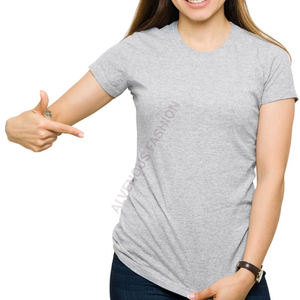 T-shirt pour femme, fabrication sur mesure, col rond, vente en gros, qualité supérieure, coton, haut d'été respirant et infroissable - Product Image 4