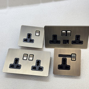 86 treo tường ánh sáng chuyển đổi thiết bị chuyển mạch Retro Antique Brass khung thép không gỉ eu16aeuropean universalsocket 1/2/3/4 gang 2 cách - Product Image 6