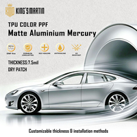KING MARTIN Film de protection de peinture sans DMF, autocollants pour carrosserie automobile, adaptés aux voitures, couleur aluminium mat, TPU couleur PPF
