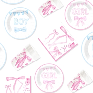 DAMAI - Vajilla Personalizada para Fiestas de Revelación de Género, Artículos para Baby Shower, Platos Desechables Impresos Personalizados, Juego de Vajilla de Papel para Fiestas - Product Image 6