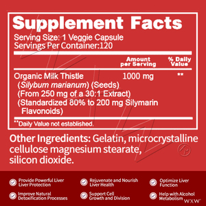 Cápsulas de Cardo Mariano 200mg Silimarina Flavonoides, Fórmula Equilibrada Óptima que Promueve la Desintoxicación y el Metabolismo del Alcohol - Product Image 6