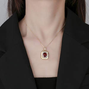 Fashion 10*12mm Imitation Jade Eco-friendly Copper Gold Plated Anti-tarnish Jewelry Geometric Square <b>Choker</b> Necklace for Women - Product Image 6