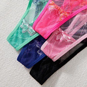 <strong>Women's</strong> Sexy Floral Nylon Underwear Breathable Low Waist Cross Panties with V Back Lace <strong>Tanga</strong> Thong Wholesale <strong>Briefs</strong> - Product Image 3