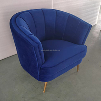 Fauteuil individuel moderne en velours rembourré avec dossier pour restaurants, bars et salons