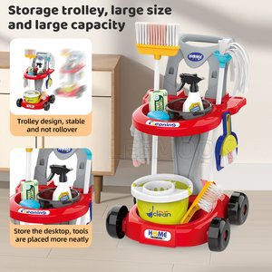 Zhorya Jouets de nettoyage d'imitation avec aspirateur, <span class=keywords><strong>chariot</strong></span> d'outils de ménage, kit de jeu - Product Image 3