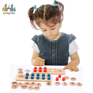 Juguetes de Matemáticas Montessori de Madera, Juego Educativo de Tablero de Contar con Clavijas para Niños Pequeños, Preescolar, Jardín de Infancia, Aritmética, Sumas - Product Image 1