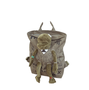 Mochila Escolar de Lona con Cremallera y Diseño de Monstruo Rana de Peluche con Graffiti de Dibujos Animados Royaa, Gran Capacidad, Asa Larga, Bolsa de PP para Mujeres y Hombres - Product Image 2