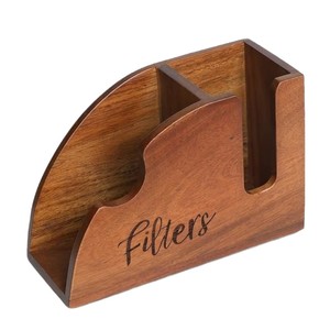 Wooden Coffee Filter Storage Box With <b>Paper</b> Filters Holder For <b>Kitchen</b> Use Eco Friendly Rectangle Shape - Product Image 4