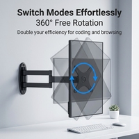 Support mural réglable multifonctionnel en alliage d'aluminium pliable pour téléviseur et moniteur d'ordinateur, avec bras d'extension auto-adhésif durable