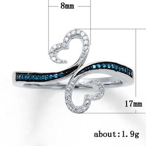 Anello a Forma di Cuore F267 per Donne, Anello di Fidanzamento con Zirconia Cubica, Incastonatura Pavé, Pietra Rotonda Creata in Laboratorio, Anelli alla Moda - Product Image 2