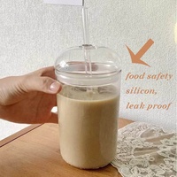 Gobelet en verre borosilicaté moderne de 450ml avec couvercle et paille pour jus, thé au lait, smoothie, gobelet personnalisable pour Boba Bubble Tea