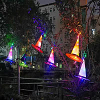 Nuovo cappello da strega portatile retrò a LED, decorazione in tela di cotone luminosa per Halloween, regalo per feste di Halloween