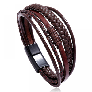 Wholesale Bulk Trendy Multilayer Magnetic Clasp PU Leather Bracelet Wristband Pulsera De Cuero Bracelets Bangles Fashion Jewelry
