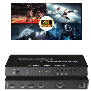 Full HD HDMI multivisor 1080P 4x1 Quad HDMI Multi-visor 4 Entrada 1 Salida Con interruptor sin costuras