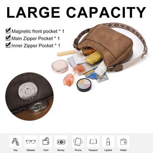 Sac bandoulière rétro uni avec sangle réglable, grande capacité, léger, durable, unisexe, mode féminine - Product Image 3