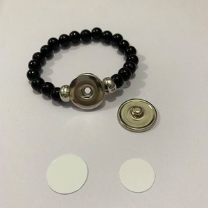Blank Sublimation Beaded <strong>Bracelet</strong>, Black Glass <strong>Elastic</strong> Stretch Bangle , Customizable Photo Charm Jewelry Gift - Product Image 3