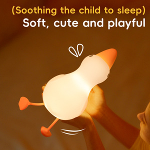 Lying Flat <b>Duck</b> Patting Lamp Silicone Rechargeable Night <b>Light</b> For Bedroom Children Sleep Companion Eye Protection - Product Image 4