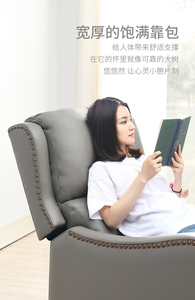 Genuine <strong>Leather</strong> Manual <strong>Recliner</strong> Push Back <strong>Recliner</strong> Chair with Solid Wood Legs Nailhead Trim <strong>Armchair</strong> for Living Room - Product Image 3