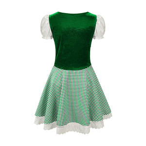 Vestido para el Festival de la Cerveza de Múnich, Disfraz para Actuación en Escenario para Mujeres Adultas, C600, Falda a Cuadros Roja, Verde, Azul y Negra, Vestido Étnico - Product Image 4