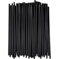 Pailles jetables droites en plastique noir pour café et cocktails, idéales pour la rentrée scolaire, disponibles en plusieurs tailles et en stock