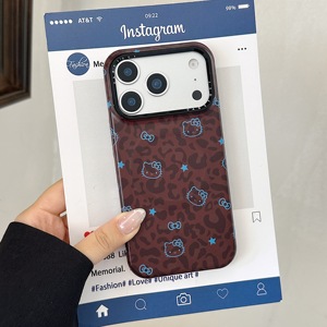 Custodia Magnetica Vintage con Clip per <span class=keywords><strong>iPhone</strong></span> 12/13/14/15/16/17, Stampa Leopardata <span class=keywords><strong>Hello</strong></span> <span class=keywords><strong>Kitty</strong></span>, Protezione per Telefono - Product Image 4