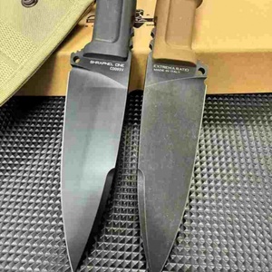 มีดโบวี่สแตนเลสคุณภาพสูง ER 0500 ปลายแหลมตรง สำหรับตั้งแคมป์กลางแจ้ง ใบมีด N690 ด้ามจับยาง ตัดได้ OEM - Product Image 3