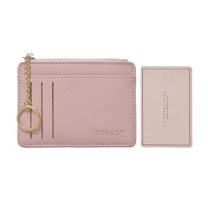 Porte-cartes mini Pierre Loues rose avec fermeture éclair et porte-clés pour femme, usage quotidien - Product Image 2