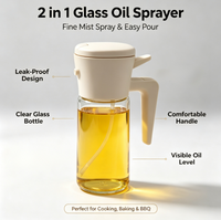 Pulvérisateur d'huile en verre 2-en-1 réutilisable avec pulvérisation fine et bec verseur pour barbecue, friture et cuisson