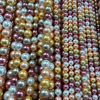Perles rondes en nacre naturelle de 4 mm, 6 mm, 8 mm, 10 mm, perles d'eau douce colorées, perles de nacre pour la fabrication de bijoux artisanaux DIY