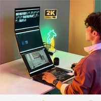 Extendeur de moniteur pour ordinateur portable 2K QHD Moniteur portable à double vue avec design pliable à 360 degrés pour éditeur, analyste d'équité