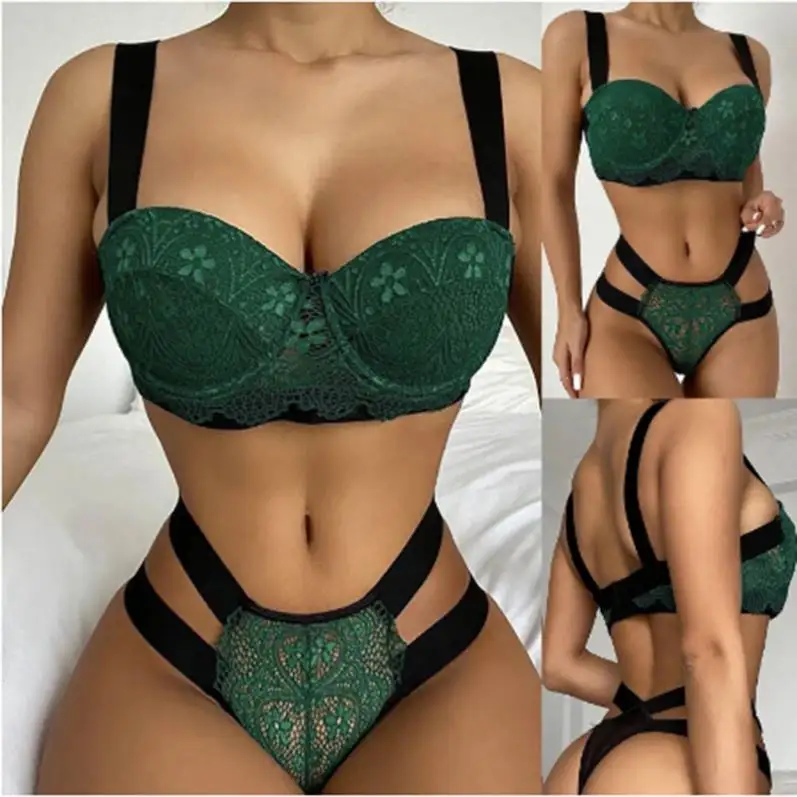 Hot Selling Lace Bralette Women Underwear Lingerie Women's Push Up Gather Bra Panties Set