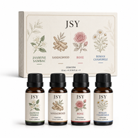 Coffret Cadeau de 4 Huiles Essentielles Marque Blanche 10mL Jasmin Bois de Santal Rose Camomille Aromathérapie OEM ODM Fabricant Personnalisé Vente en Gros