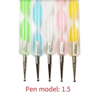 SunelPort Herramientas para Decoración de Uñas, Juego de 5 Bolígrafos de Doble Punta para Acrílico, Varillas Espirales de Plástico, Ganchos Metálicos, Pintura de Flores a Color