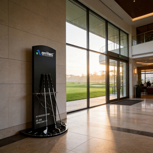 Présentoir de sol en acrylique noir pour 9 clubs de golf, pour les grandes surfaces de sport, avec logo personnalisé - Product Image 4