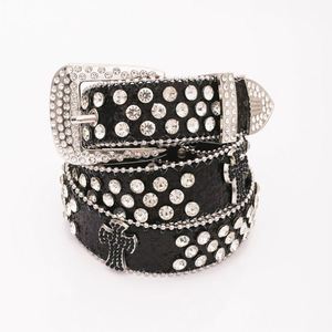 Ceintures punk rock en cristal avec boucle en alliage en forme de crâne. Ceinture Y2K en strass pour femme et homme, en cuir PU diamanté, imperméable et durable - Product Image 5