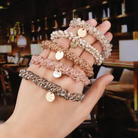 Gran oferta de cristales de perlas banda elástica lazo para el cabello pulsera de cristal mujeres brillante taladro completo Colon Scrunchie niñas accesorios para el cabello