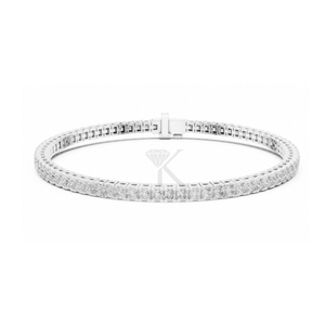 Pulsera de eternidad con diamantes cultivados en laboratorio de corte princesa clásico en oro amarillo de 14 quilates con cadena de eslabones cuadrados, elegante joyería fina para mujer. - Product Image 3