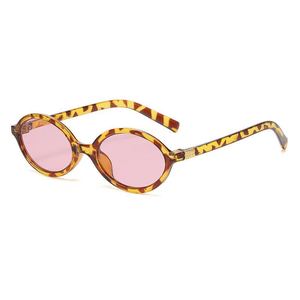New vintage oval leopard print <b>small</b> <b>frame</b> <b>sunglasses</b> European and American fashion high sense sunscreen street photo - Product Image 6