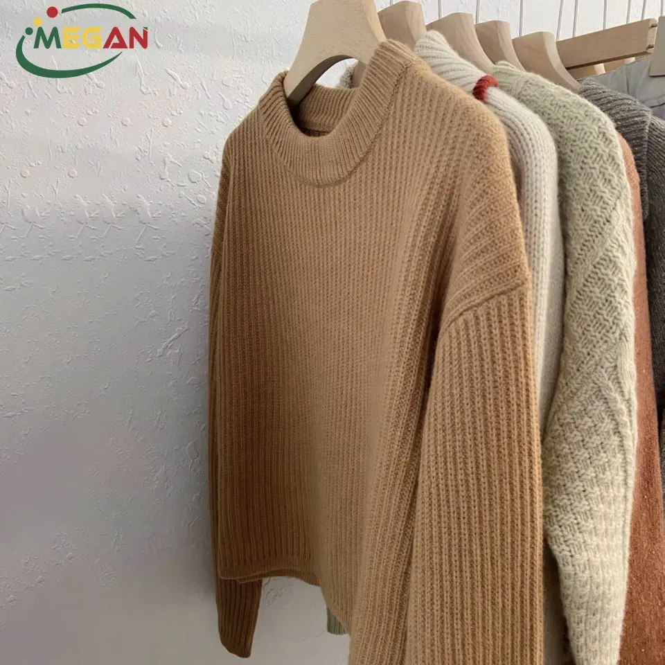 Megan Factory 2023 sweater rajut wanita musim dingin model Korea baju terusan bekas