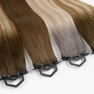 Best Quality Thin Genius Weft 100 Virgin Raw Russian Human Hair Cuticle Aligned Double Drawn Genius Weft Extensions