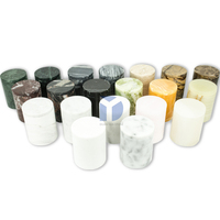 Bocaux à bougies en grain de marbre nordique avec couvercles en liège noir, blanc, motifs d'onyx rose pour massage de luxe et bougies parfumées