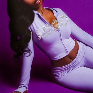 2025 Dài Tay Áo Dây Kéo Áo Khoác Với Quần Áo Các Nhà Sản Xuất Tùy Chỉnh 2025 Womens 2 Mảnh Tracksuit Set Phụ Nữ Của Bộ - Product Image 3