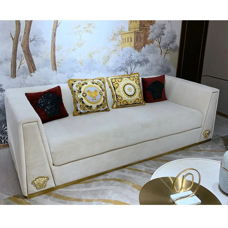 Avrupa İtalyan tarzı oturma odası mobilya kanepe seti lüks lobi kanepe kadife loveseat yumuşak deri modern kesit kanepe
