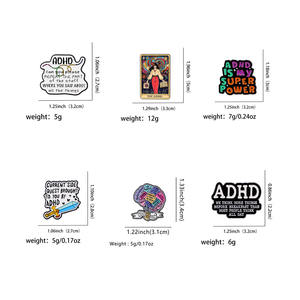 Pin Bros Enamel Logam Hitam Seri ADHD Kesehatan Mental Kutipan Tarot Harga Pabrik, Cocok Sebagai Hadiah untuk Teman - Product Image 3