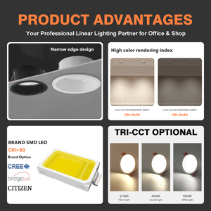 ไฟดาวน์ไลท์ LED แบบฝังฝ้าเพดาน ดีไซน์ใหม่ ป้องกันแสงสะท้อน  วัสดุอะลูมิเนียม ปรับความสว่างได้  9w 12w 15w 25w 36w - Product Image 2