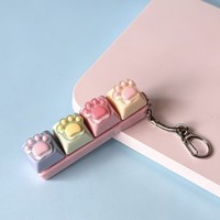 Porte-clés Clavier Anti-stress Lumineux LED en Silicone Souple, Design Chat Mignon à 4 Touches, Jouet Décompression, Cadeau Promotionnel, Vente en Gros