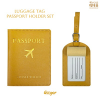 Set de Porta Pasaportes y Etiqueta de Equipaje de PU con Estampado Dorado en Caliente, Cartera para Documentos de Viaje, Correa Ajustable, Etiqueta de Equipaje con Logotipo Personalizado