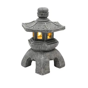 Estatua de jardín de farol de pagoda solar, decoración asiática Zen interior/exterior para Balcón de paisaje, jardín, patio, ornamento de Arte de patio de porche